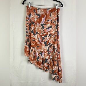 Nine West Small Floral Print Asymmetrical Midi Skirt Feminine Lightweight NWT